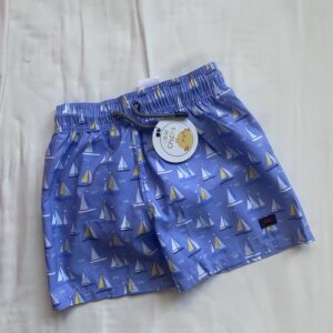 blue boat print swim shorts